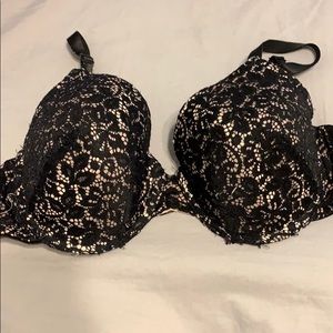 Black and nude lace nursing bra